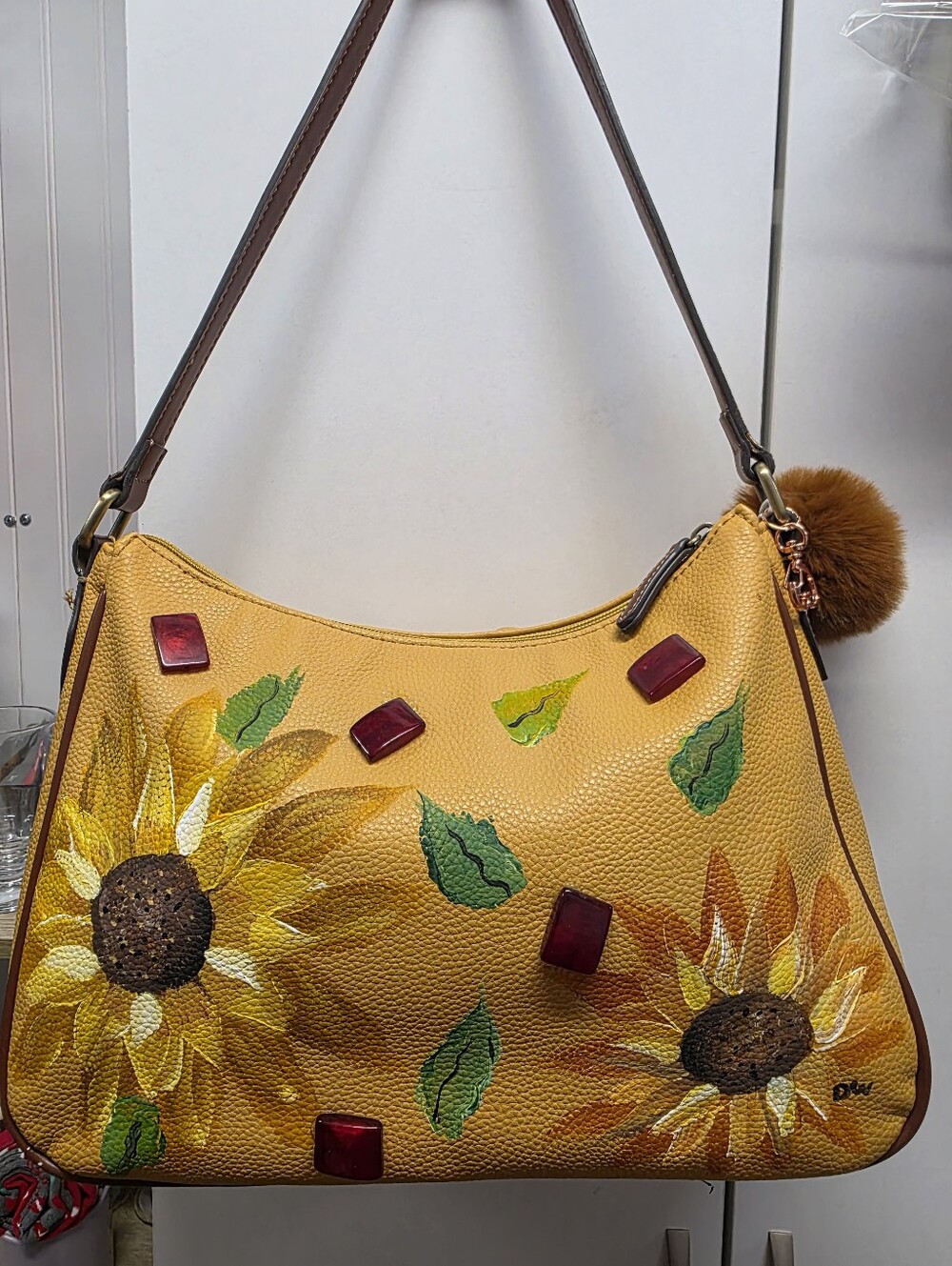 Hand Painted/Jeweled Sunflower Bag